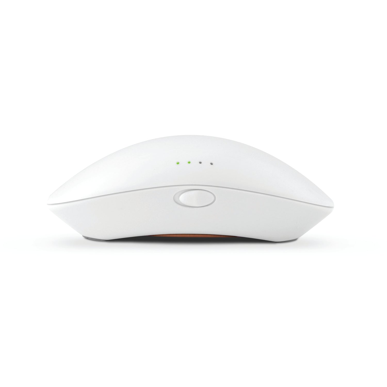 front view of Menopod - a handheld cooling device with a slide button and 4 led lights. 
